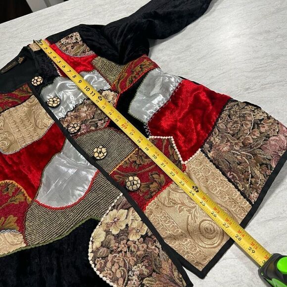 Allure Vintage Velvet Patchwork Tapestry Artsy Button Up Jacket Wommen’s Size L - Picture 11 of 13